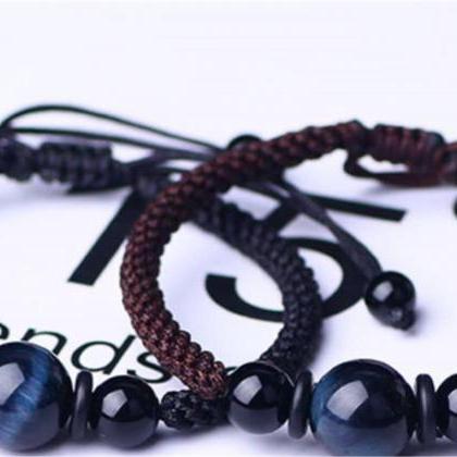 Eagle Eye Stone Bracelet, Black Rope, Fashionable..