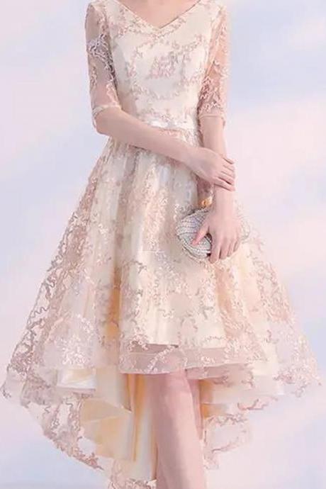 evening dress, simple and generous banquet, noble and elegant temperament, medium length dress